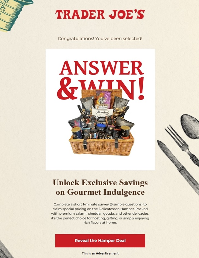Take This Survey for a Trader Joe's Hamper